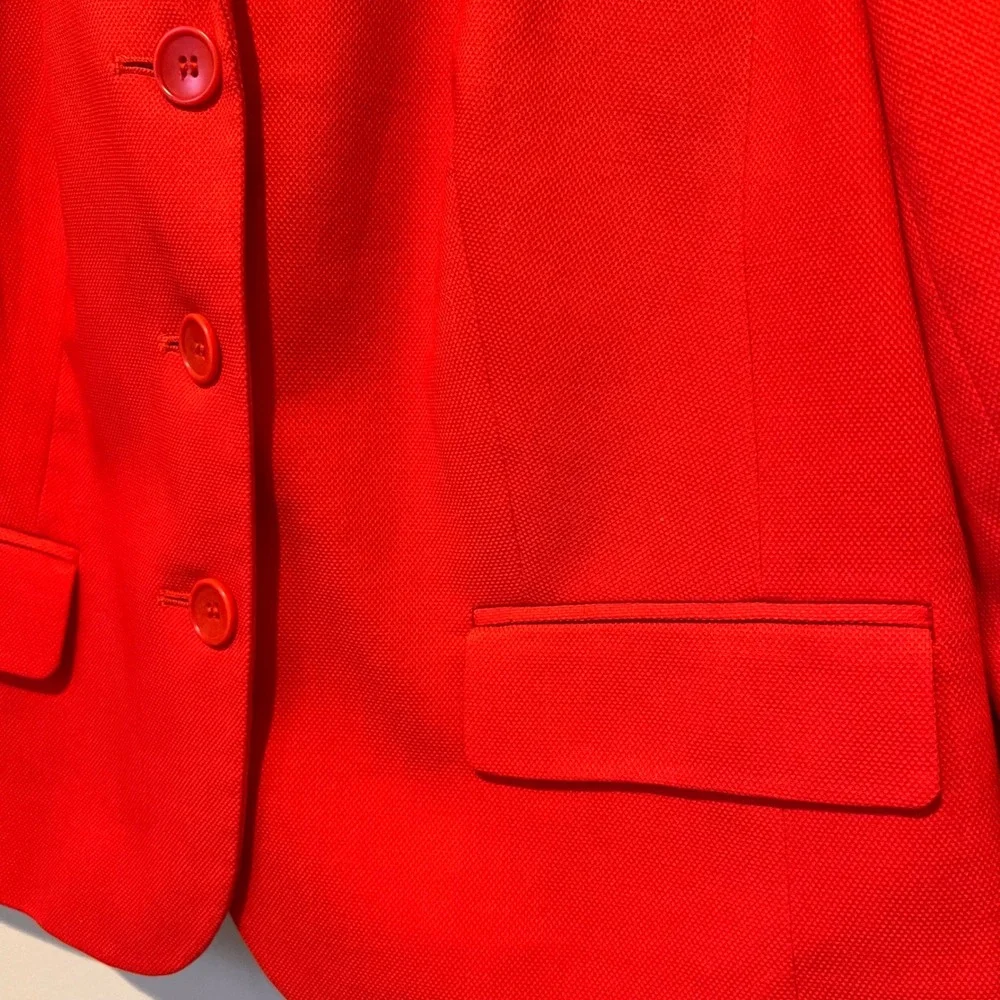Talbots Classic Cotton Stretch Lined 3-Button Blazer in Tomato Notch Lapel‎ Sz 8